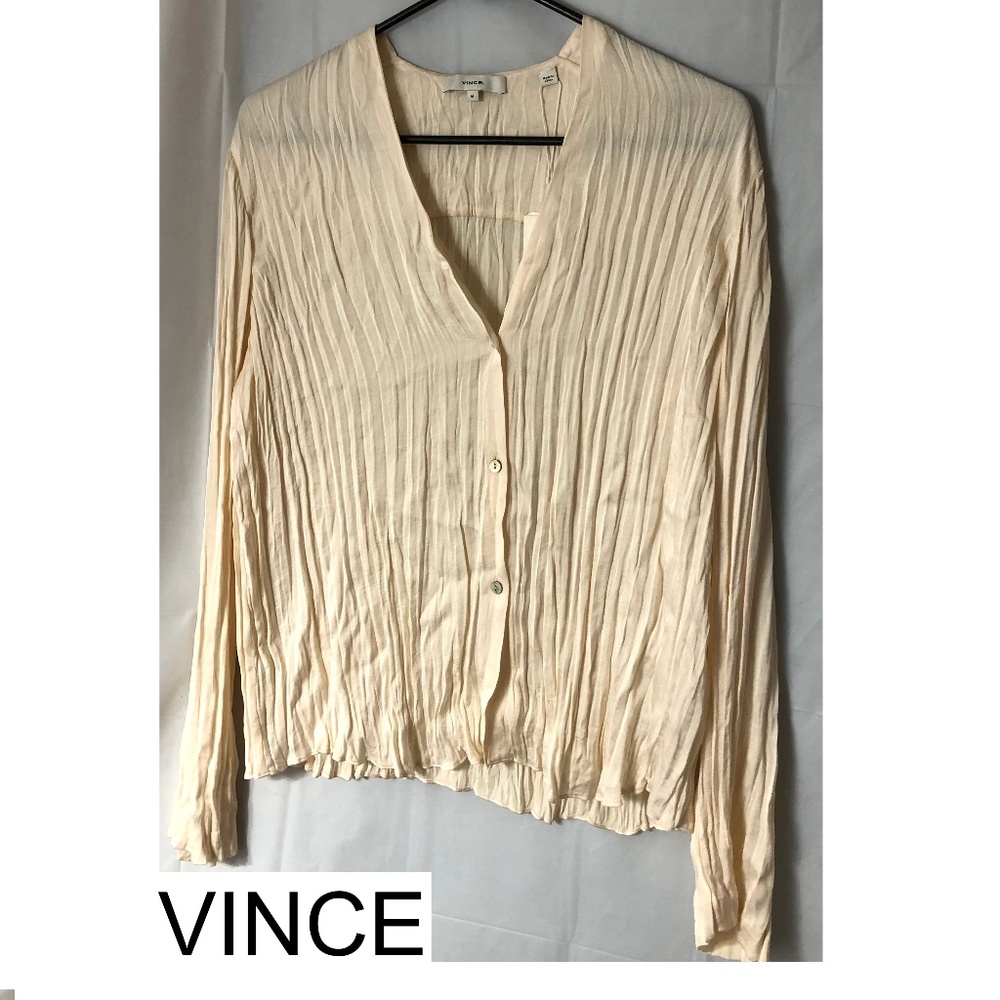 VINCE  CRUSHED SATIN VEE NECK SIZE MED. NWT $295.00